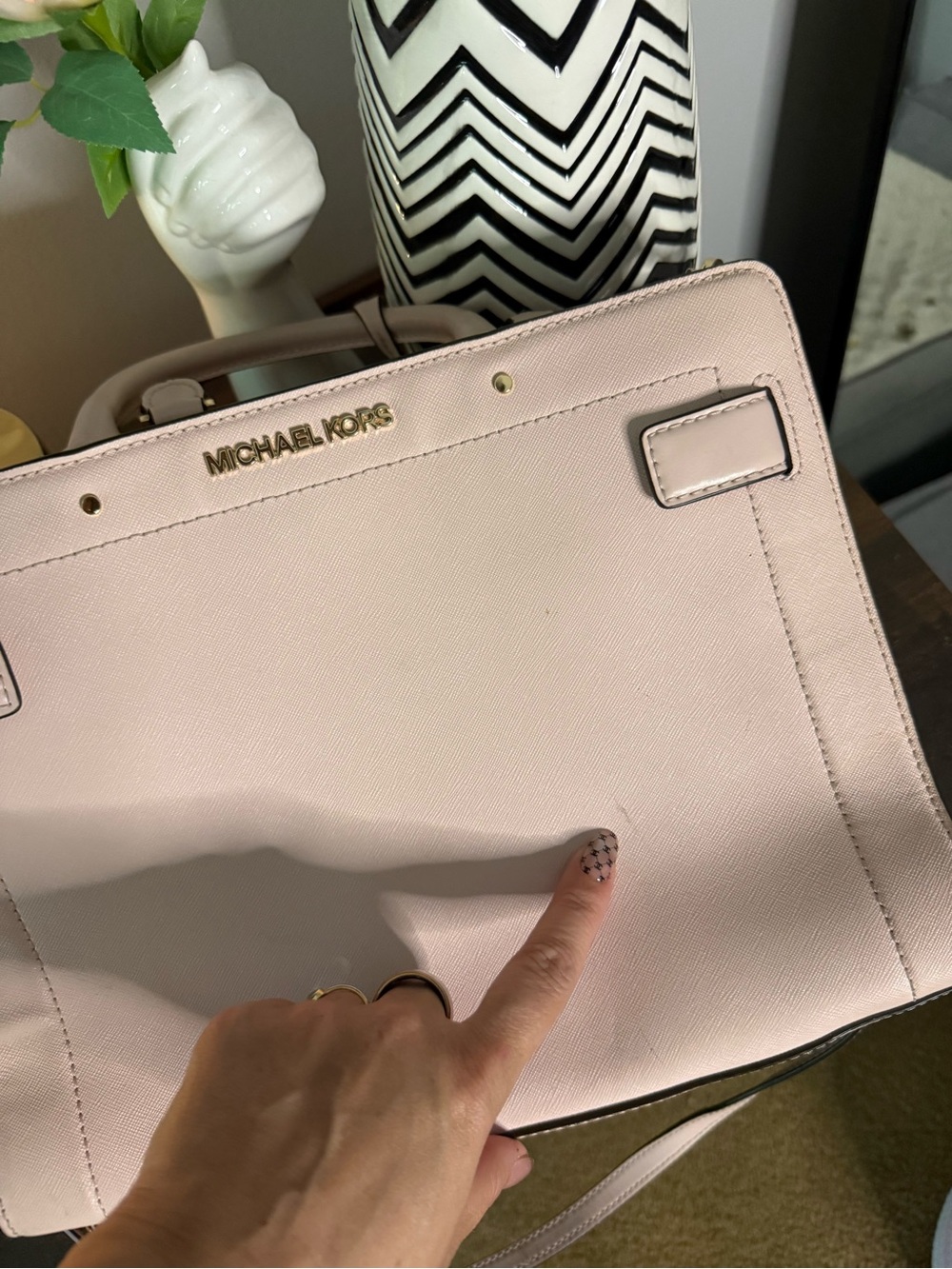 Michael Kors Blush Pink Leather Satchel with Gold MK Charm - Picture 8 of 8